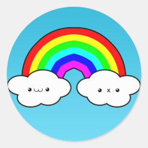 Regenbogen-Wolken-Aufkleber Runder Aufkleber