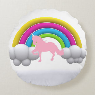 Regenbogen, Wolken, Einhorn, Gewohnheit gedruckt Rundes Kissen