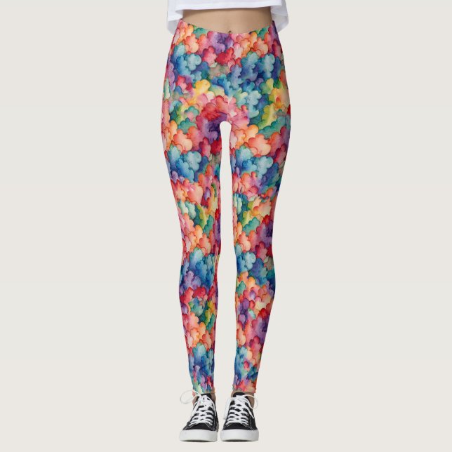 Regenbogen Wolken Leggings (Vorderseite)