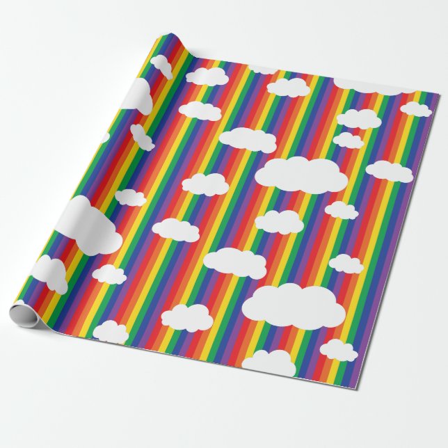 Regenbogen & Wolken Niedlich 1. Geburtstag Party Geschenkpapier (Ungerollt)
