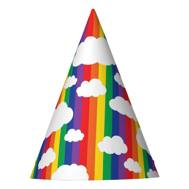 Regenbogen & Wolken Niedlich 1. Geburtstag Party Partyhütchen (Vorderseite)