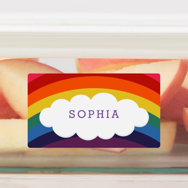 Regenbogen-Wolken-personalisierter Name Etiketten (Befestigt)