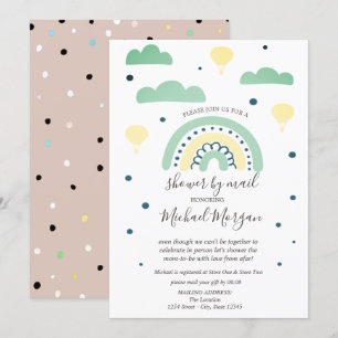Regenbögen, Wolken, Punkte Virtuelle Babyparty per Einladung