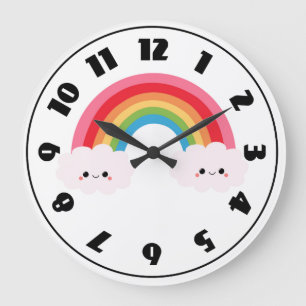 Regenbogen-Wolken-Uhr Große Wanduhr