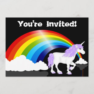 Regenbogen, Wolken und Einhorn Einladung zum Gebur