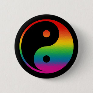 Regenbogen Yin Yang Button
