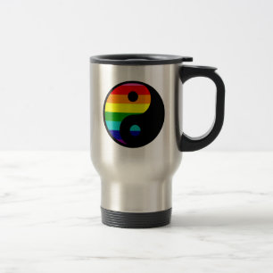 Regenbogen Yin Yang LGBTQ Stolz Balance Symbol Reisebecher