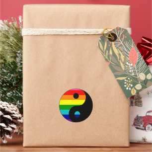 Regenbogen Yin Yang LGBTQ Stolz Balance Symbol Runder Aufkleber
