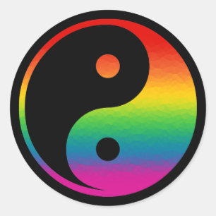Regenbogen Yin Yang Runder Aufkleber