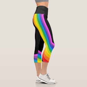 Regenbogen Yoga Pants Schwarzer Capri mit Regenbog