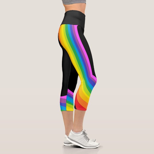 Regenbogen Yoga Pants Schwarzer Capri mit Regenbog Leggings (Rechts)