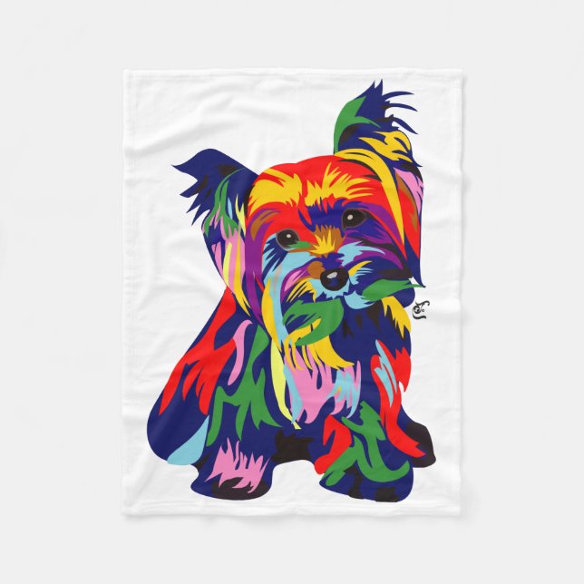 Regenbogen Yorkie Cuddler Fleecedecke (Vorderseite)