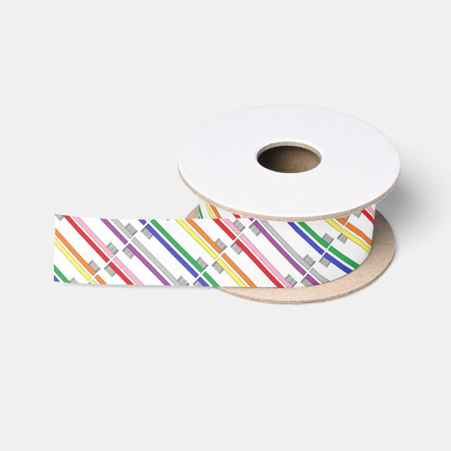Regenbogen-Zahnbürste-Band Satinband (Spule)