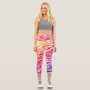 Regenbogen Zebra Capri Leggings