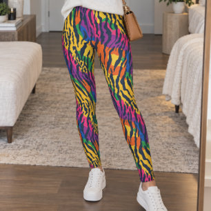 Regenbogen-Zebra-Druck Leggings