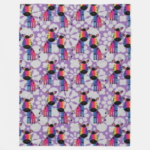 Regenbogen Zebra Fleecedecke