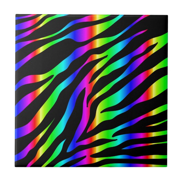 Regenbogen Zebra Fliese (Vorderseite)