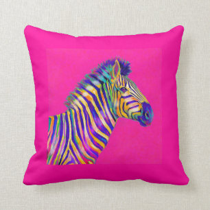 Regenbogen Zebra mit fuschia Rosakissen Kissen