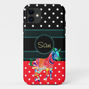 Regenbogen Zebra Tiere Monogramm Muster Party Case-Mate iPhone Hülle