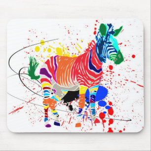 Regenbogen Zebra Tiere Monogramm-Muster-Party Mousepad