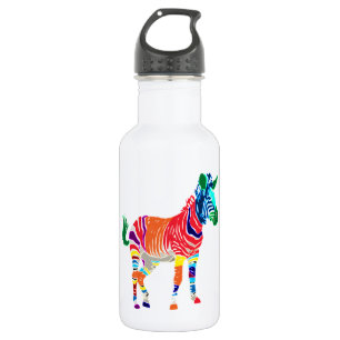 Regenbogen Zebra Tiere Monogramm-Muster-Party Trinkflasche