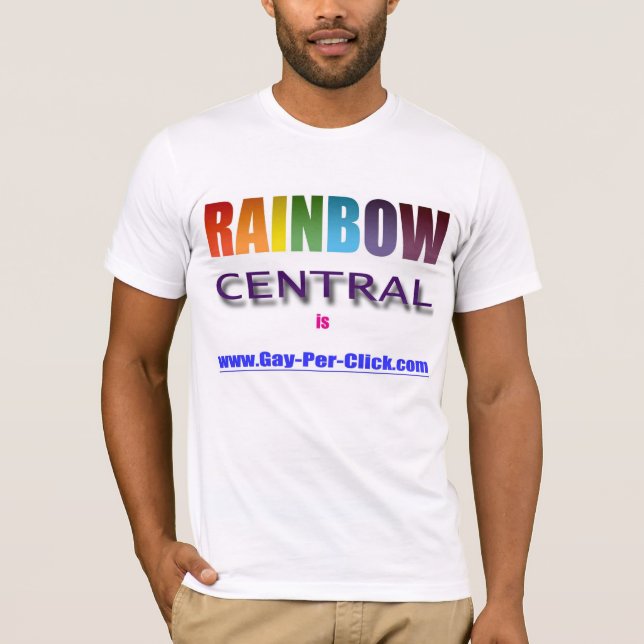 "Regenbogen-zentrales" kundenspezifisches T-Shirt (Vorderseite)