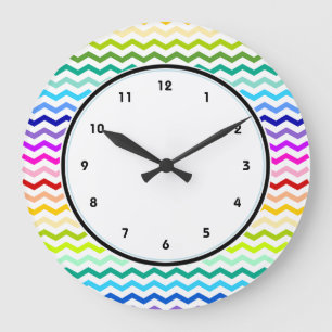 Regenbogen Zickzack Große Wanduhr