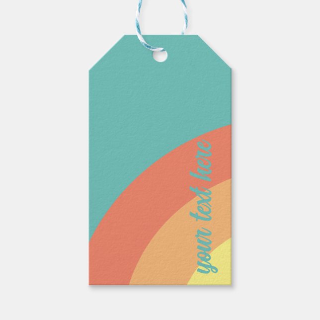 Regenbogen-Ziel Regenbogen blau, rot, pfirsichfarb Geschenkanhänger (Vorderseite)