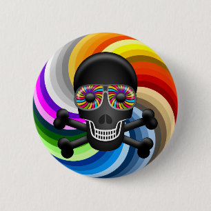 Regenbogen-Zuckerschädel Button