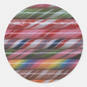 Regenbogen-Zuckerstange-Aufkleber Runder Aufkleber