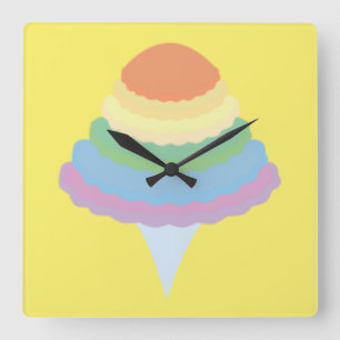 Regenbogen Zuckerwatte Quadratische Wanduhr