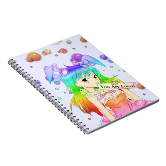 Regenbogenanime-Häschen-Mädchen Notizblock
