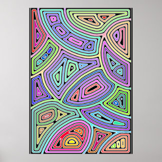 Regenbogenasymmetrische abstrakte Formen 2 Poster