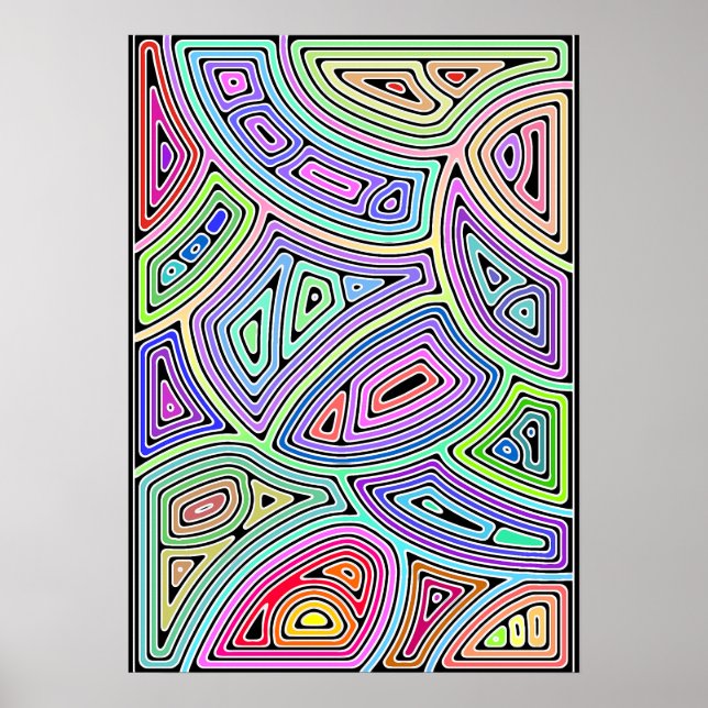 Regenbogenasymmetrische abstrakte Formen 2 Poster (Vorne)