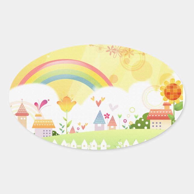 Regenbogenaufkleber Ovaler Aufkleber (Vorderseite)