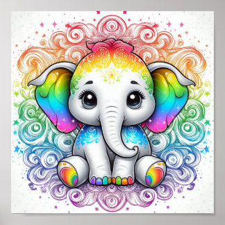 Regenbogenbaby-Elefant kleines Poster