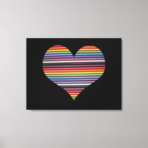 Regenbogenband-Kabel Herz verpackter Leinwanddruck
