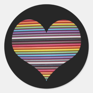 Regenbogenbandkabel Herz-Rund-Aufkleber Runder Aufkleber