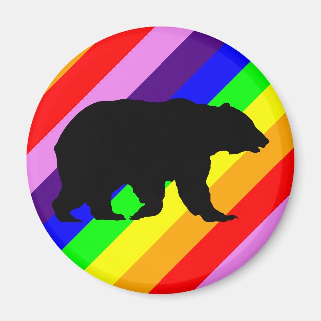 Regenbogenbär Grizzlly Silhouette farbenfroher Sto Magnet (Vorne)