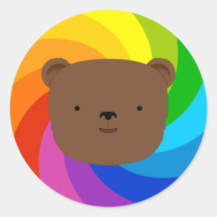 Regenbogenbär Runder Aufkleber