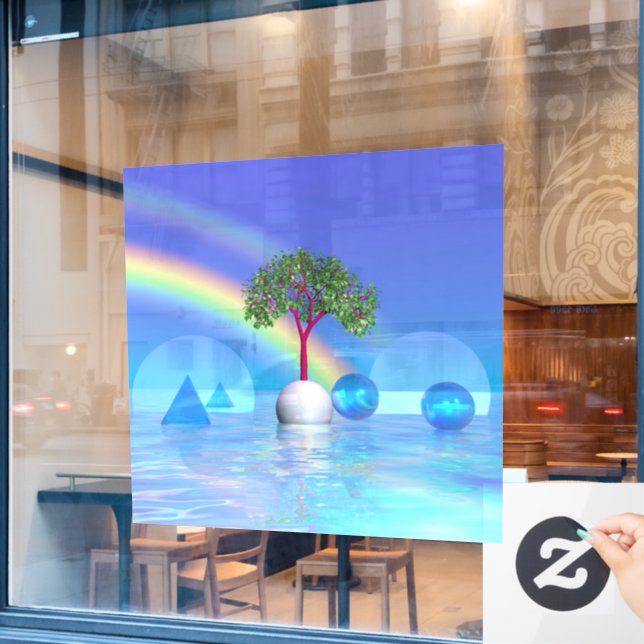 Regenbogenbaum Fensteraufkleber (Café-Fenster)