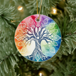 Regenbogenbaum Keramik Ornament
