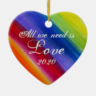 Regenbogenbaum und Streifen Keramik Ornament