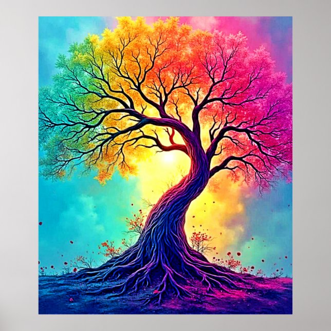 Regenbogenbaum: Wurzeln unendlicher Hoffnung Kunst Poster (Vorne)