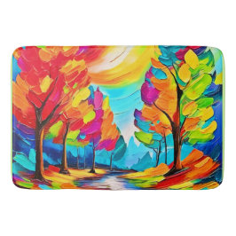 Regenbogenbäume: Lebhafter Wald Badematte
