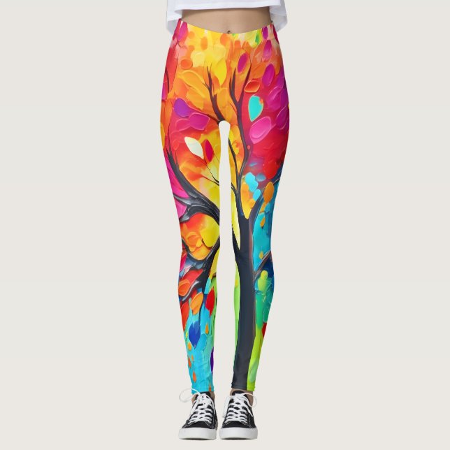 Regenbogenbäume Leggings (Vorderseite)