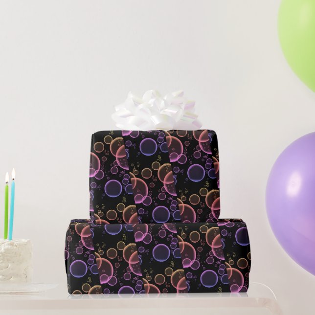 Regenbogenblasen auf schwarz geschenkpapier (Partygeschenke)