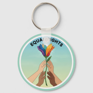 Regenbogenblume für gleiche Rechte – Vielfalt und Schlüsselanhänger
