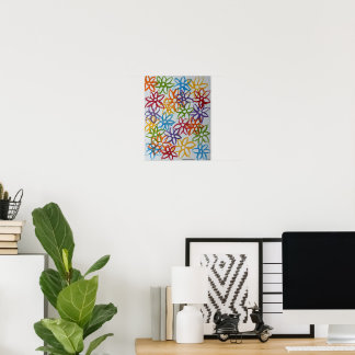 Regenbogenblumen - Druck Poster