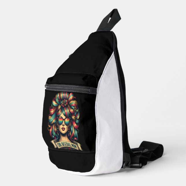 Regenbogenblüte in Shades Coole Baseball-Mama Crossbody Bag (Rechte Ecke)